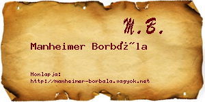 Manheimer Borbála névjegykártya